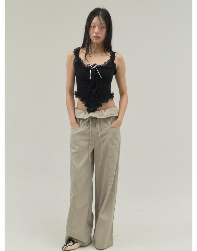 쏘리투머치러브 Corset Hemline Lace Panel Tank_Black 착용컷