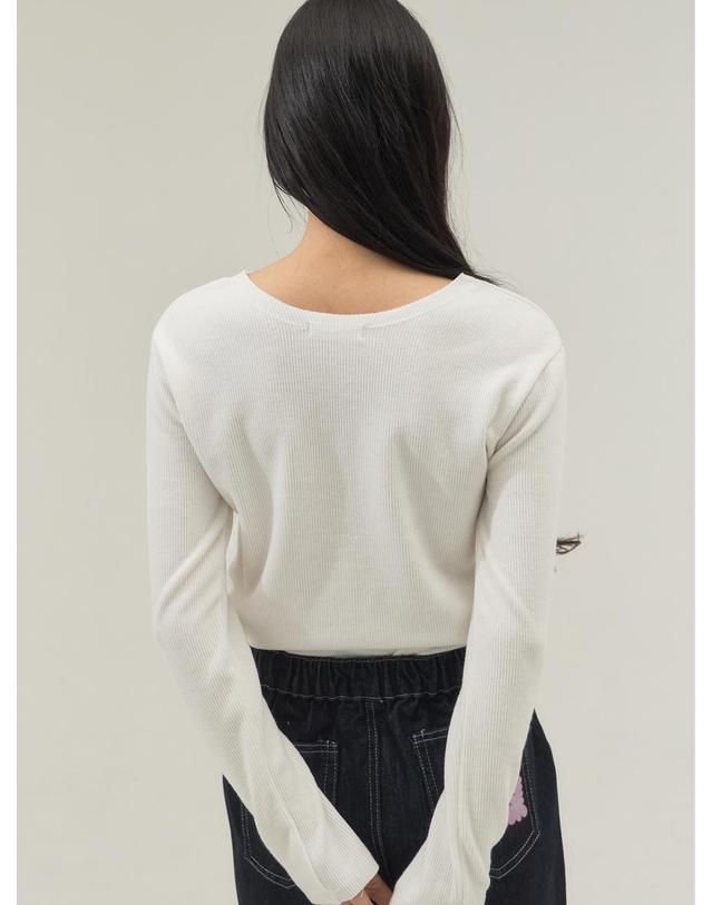 쏘리투머치러브 Stretch Rib Jersey Button Placket Top_White 착용컷