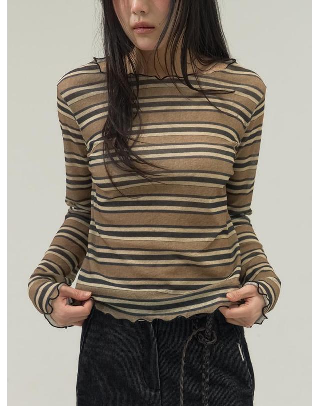 쏘리투머치러브 Faded Stripe Boatneck Top_BLACK 착용컷