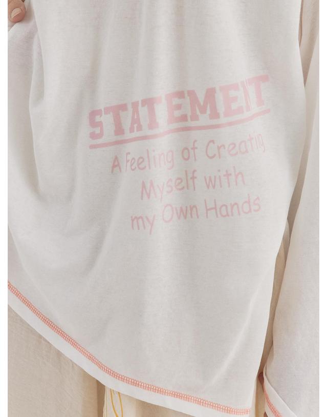 쏘리투머치러브 Blush Raglan Stitch Long Sleeve Tee_White 착용컷