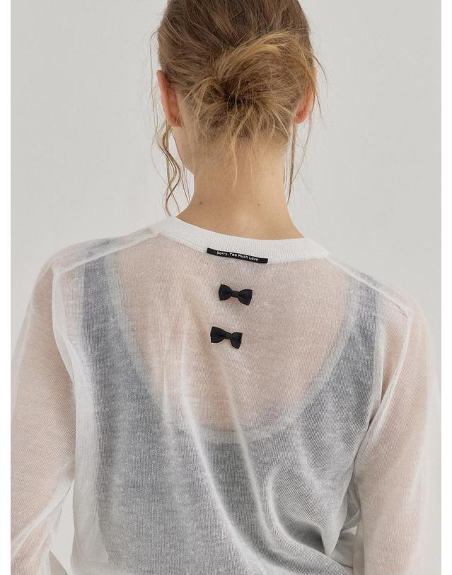 쏘리투머치러브 Slim Fit Sheer Multi See-through Cardigan_Ivory 착용컷