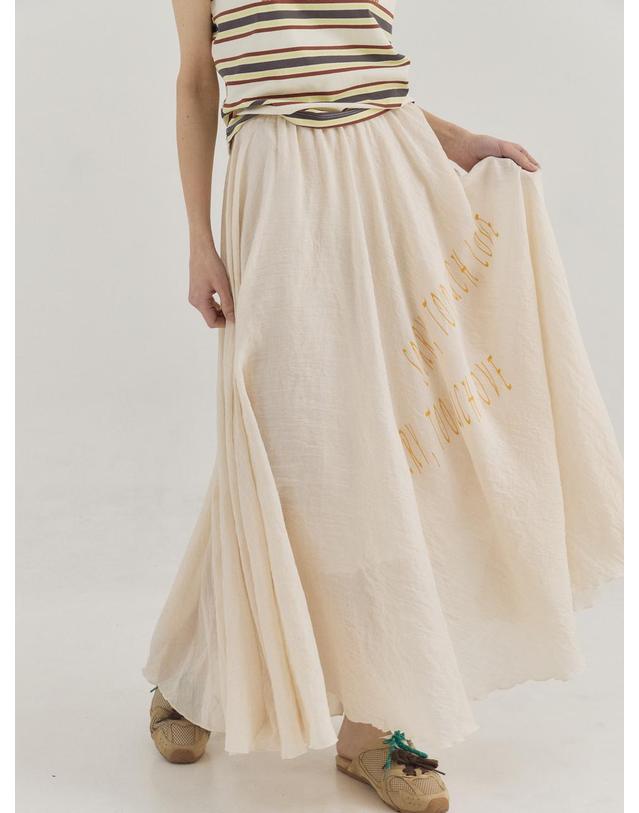 쏘리투머치러브 Lightweight Crinkled Full Flair Skirt_Beige 착용컷