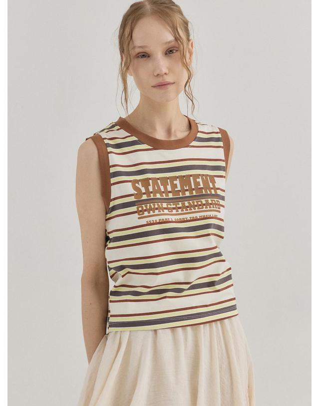 쏘리투머치러브 Statement Stripe Summer Tank Top_Brown 착용컷