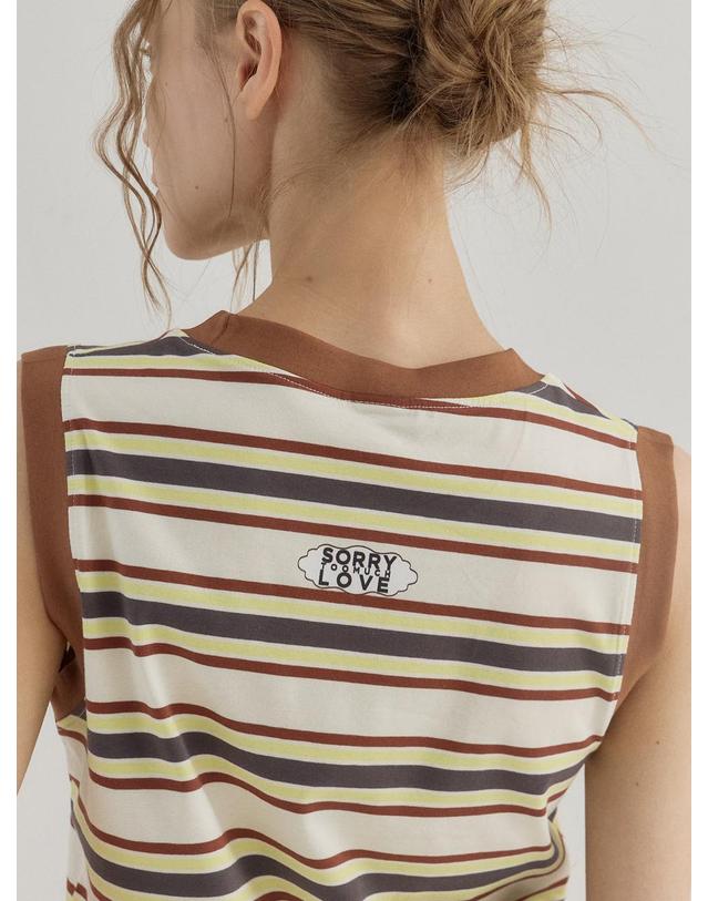 쏘리투머치러브 Statement Stripe Summer Tank Top_Brown 착용컷
