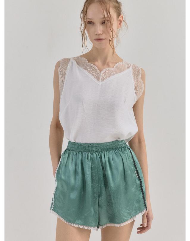 쏘리투머치러브 Fluid Texture Lounge Shorts_Green 착용컷