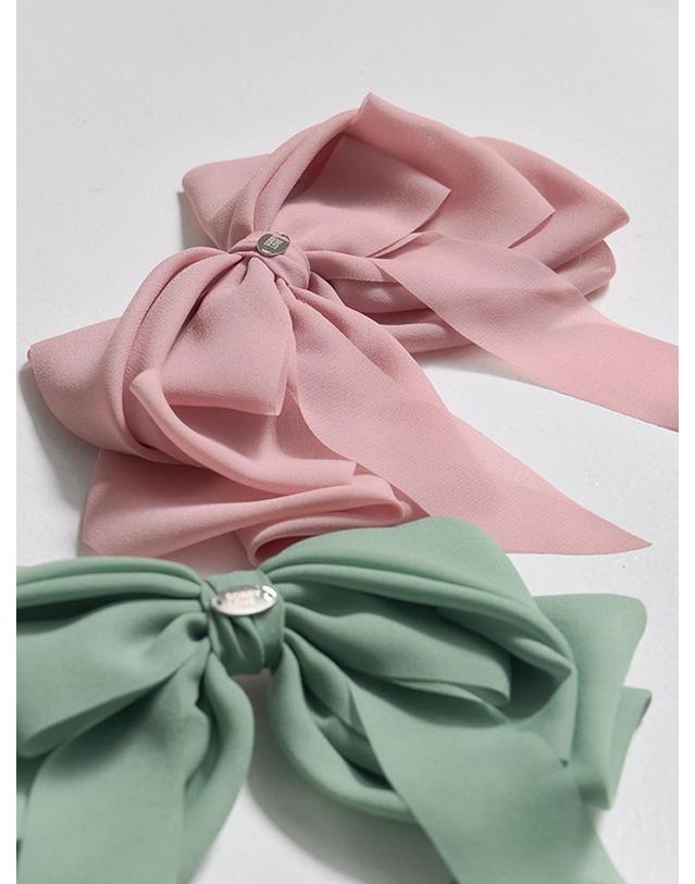 쏘리투머치러브 Muse Chiffon Ribbon Bow Hair Pin_Pink 착용컷