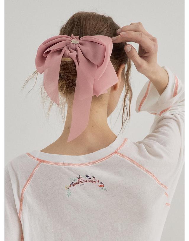 쏘리투머치러브 Muse Chiffon Ribbon Bow Hair Pin_Pink 착용컷