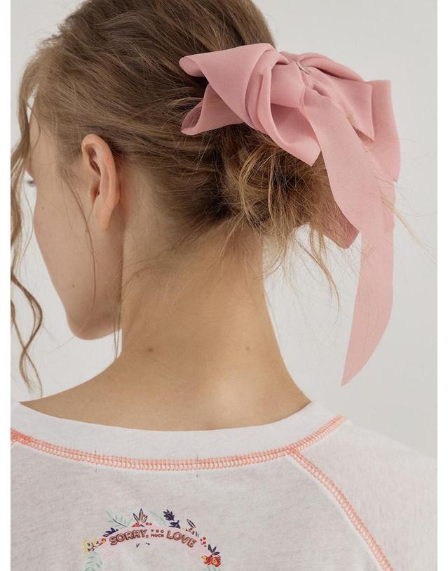 쏘리투머치러브 Muse Chiffon Ribbon Bow Hair Pin_Pink 착용컷