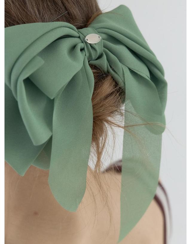 쏘리투머치러브 Muse Chiffon Ribbon Bow Hair Pin_Greeen 착용컷