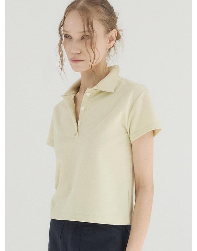 쏘리투머치러브 Clean Mood Pique Polo Top_Yellow 착용컷
