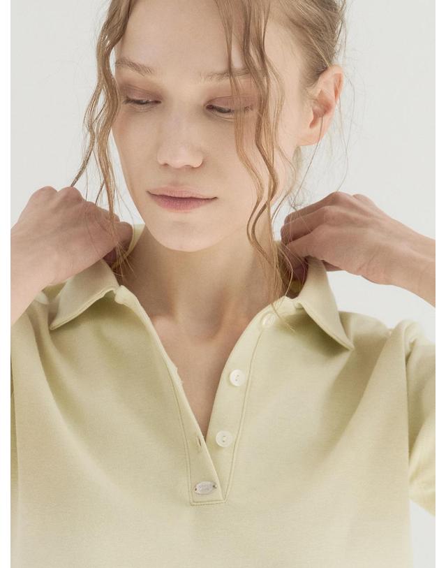 쏘리투머치러브 Clean Mood Pique Polo Top_Yellow 착용컷