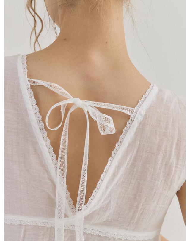 쏘리투머치러브 Pintuck Lace Tiered Blouse_Ivory 착용컷