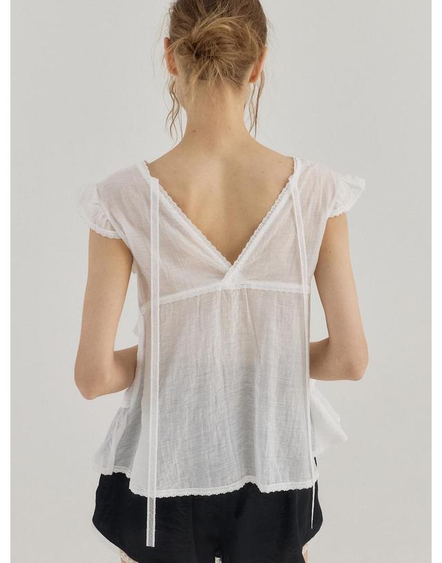 쏘리투머치러브 Pintuck Lace Tiered Blouse_Ivory 착용컷