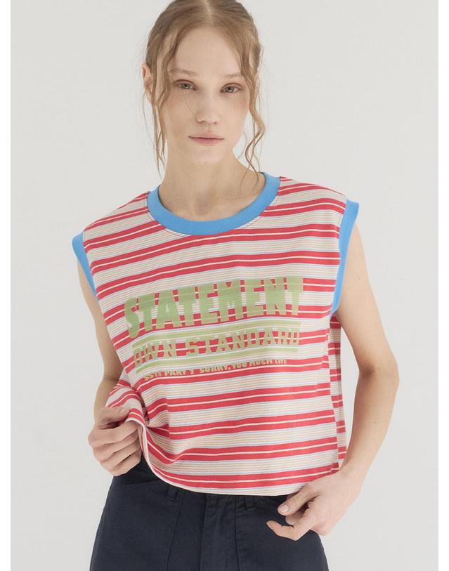 쏘리투머치러브 Contrast Binding Stripe Top_Red 착용컷
