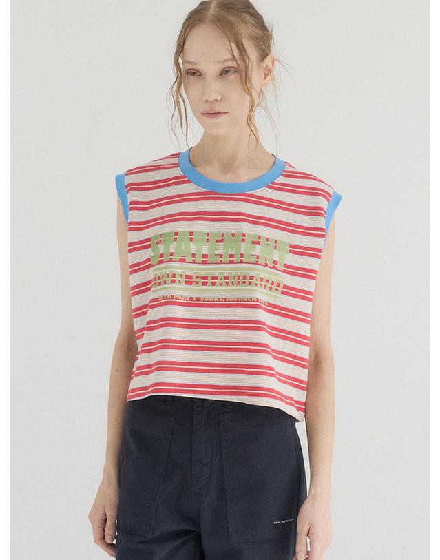 쏘리투머치러브 Contrast Binding Stripe Top_Red 착용컷