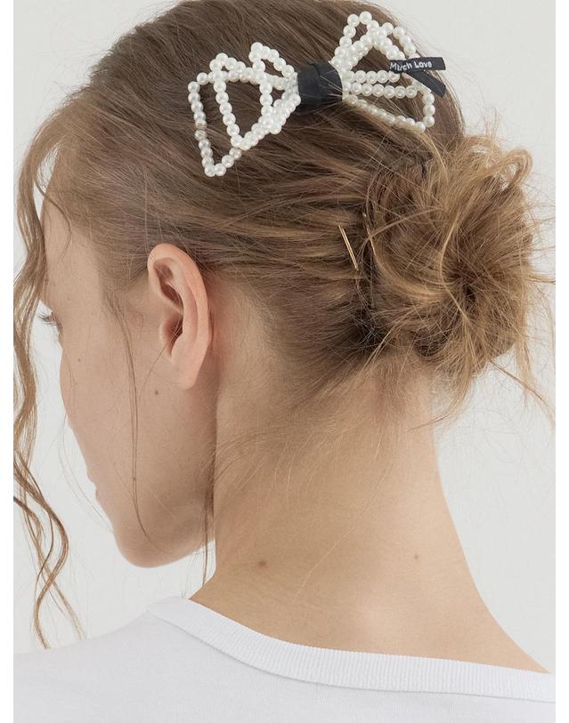 쏘리투머치러브 Pearl Beaded Bow Hair Stick_Ivory 착용컷
