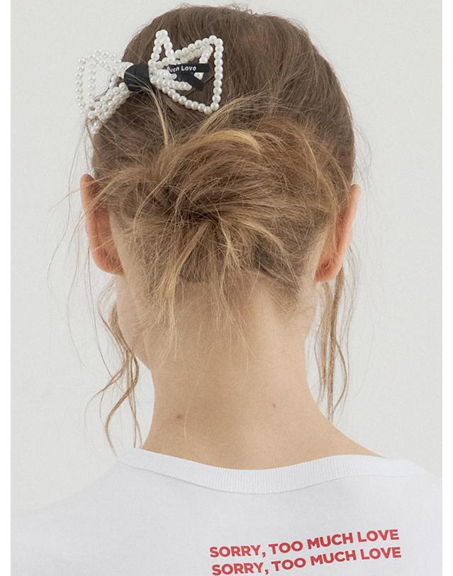 쏘리투머치러브 Pearl Beaded Bow Hair Stick_Ivory 착용컷