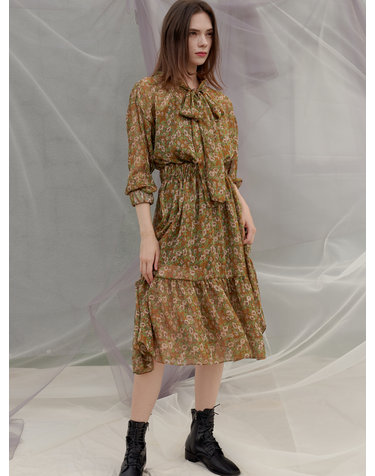 Annadams Ribbon Scarf Dress_Brown