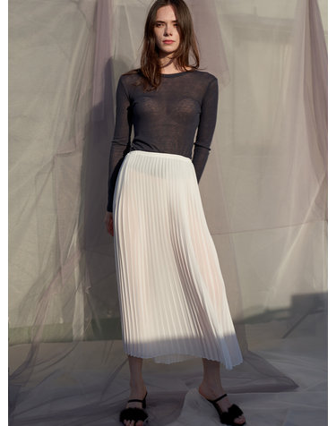 Four Season Pleats Chiffon Skirt_White