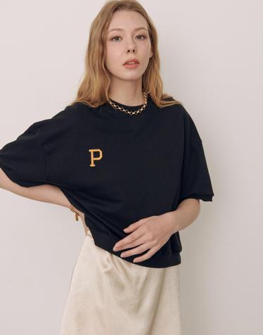Crop summer sweat shirt- black