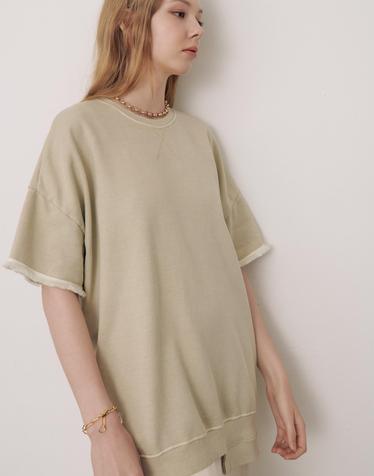 Tassel trimming sweat shirt- butter beige