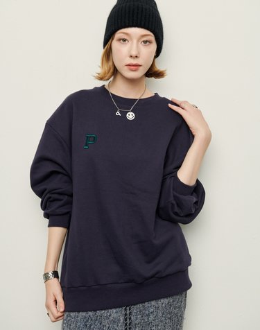 Special silhouette P logo sweat shirt - Navy