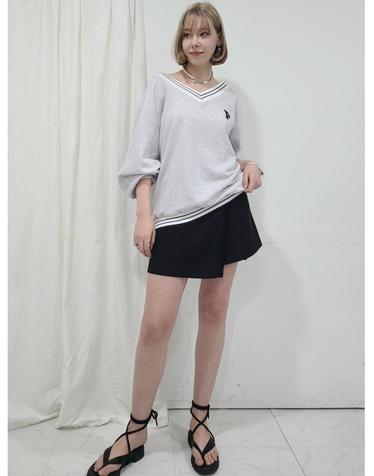 속바지 랩 미니스커트 - 니트배색 Pants Mini skirt