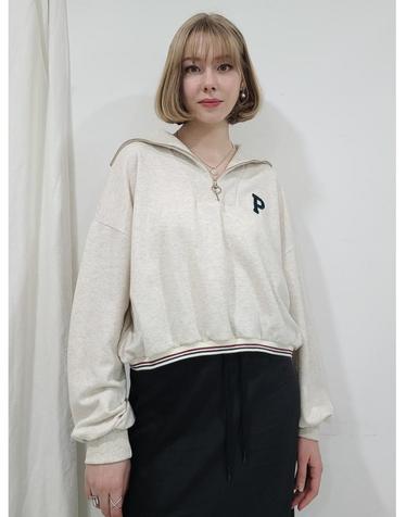 집업 칼라 스웻셔츠 - 긴소매 오트밀 (소매길이 선택) Zip up Collar sweat shirt