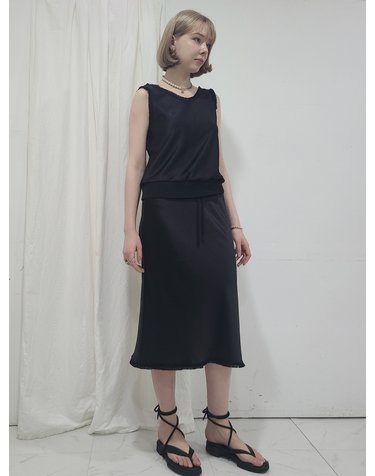 프리톤 머메이드실키스커트(스포티드레스)블랙 mermaid Silky string skirt