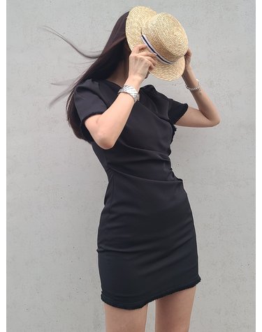 랩 태슬트리밍--미니 드레스(3size) wrap tassel mini dress