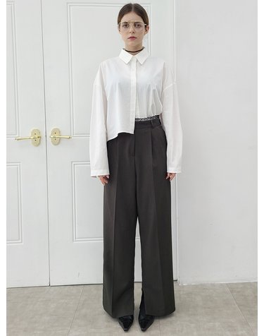 레이스 포인트 2턱 와이드 팬츠 Lace point wide pants