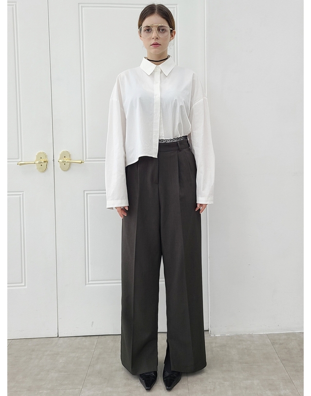 프리톤 3스티치 카라 내츄럴 워싱 화이트셔츠 3stitch collar white shirt 착용컷