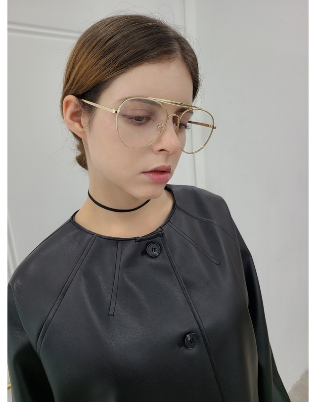 프리톤 FAUX레더 카라리스 자켓 faux leather jacket 블랙 착용컷