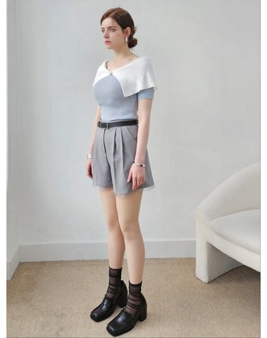 오간자 포인트 숏팬츠(블랙/그레이)oganza point short pants