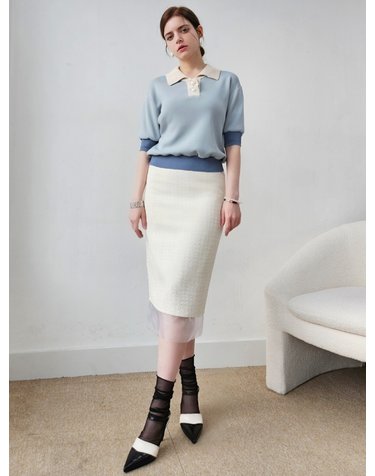 오간자 포인트 트위드 스커트 oganza point tweed skirt