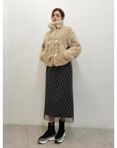 오간자 배색 체크 롱스커트 - check organza skirt