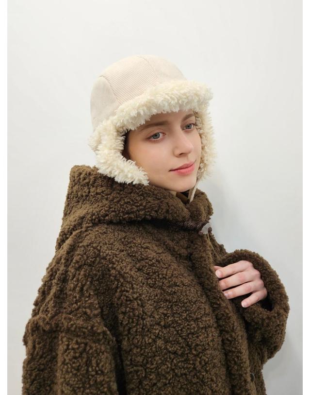 프리톤 후드 시어링 에코 코트 Hood shearing fur ECO coat 착용컷