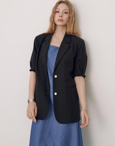 Dart point Linen jacket - Black