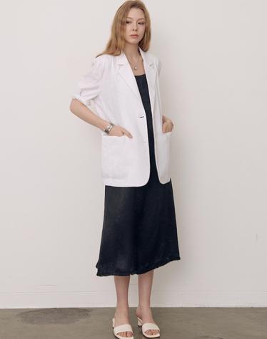 Dart point Linen jacket - White