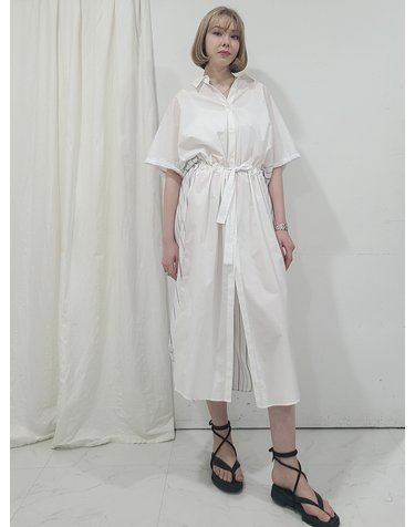 아웃터 플리츠 셔츠원피스(시그니처 시리즈N021) pleats stripe Signature Shirt