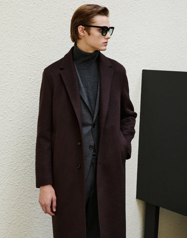 다크 브라운《Pure Cashmere》COLOMBO 지블링 핸드메이드 코트