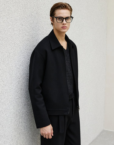 블랙《Fall Wool Blended》핸드메이드 블루종 [셋업]