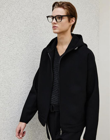 블랙《Fall Wool Blended》핸드메이드 후디 점퍼 [셋업]