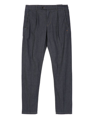 다크블루《Tailored Trousers》 슬림 원 턱 핏 데님