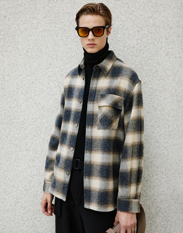 베이지《Cozy Flannel》세미오버핏 셔츠