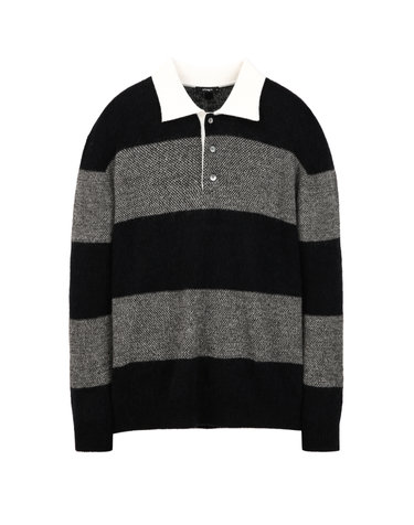 다크 네이비《Wool Blended》럭비 스웨터