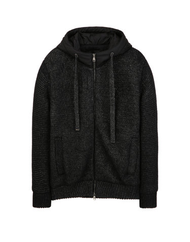 블랙《2Tone Wool》하이브리드 패딩 점퍼