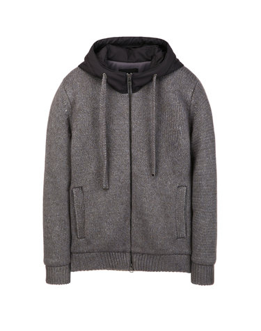 그레이《2Tone Wool》하이브리드 패딩 점퍼
