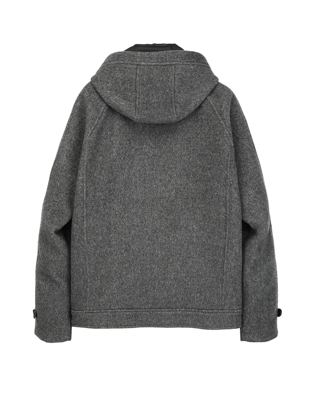 알레그리 차콜그레이《Cashmere Blended》 핸드메이드 탈부착 후디 점퍼 차콜 그레이 착용컷