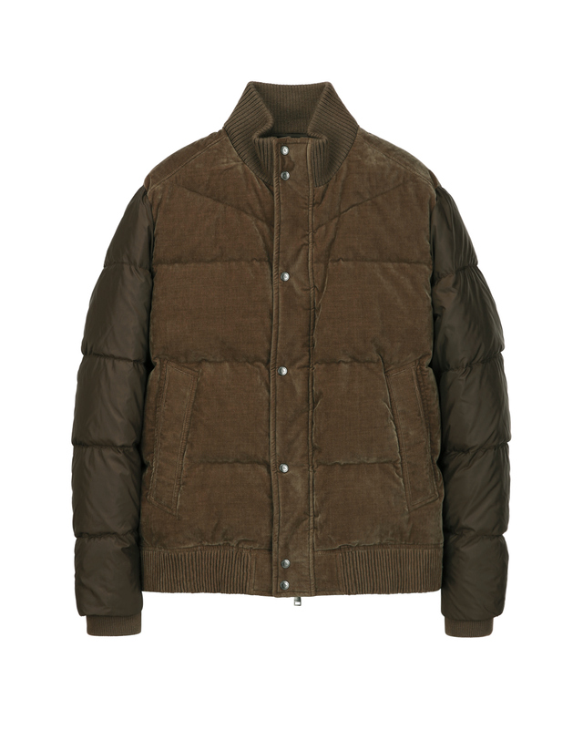 알레그리 딥브라운《X-Velour》[Siberian Goose]하이브리드 점퍼 진한 브라운 착용컷